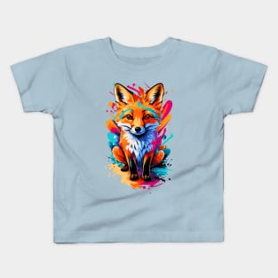 Fox - Cute Fox Colorful - Fox Head Kids T-Shirt